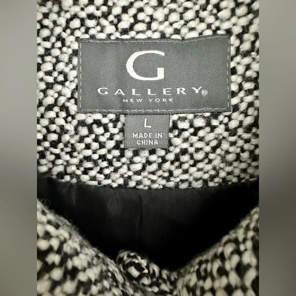Gallery New York Belted Tweed Coat with Hood - Size L - Picture 3 of 10
